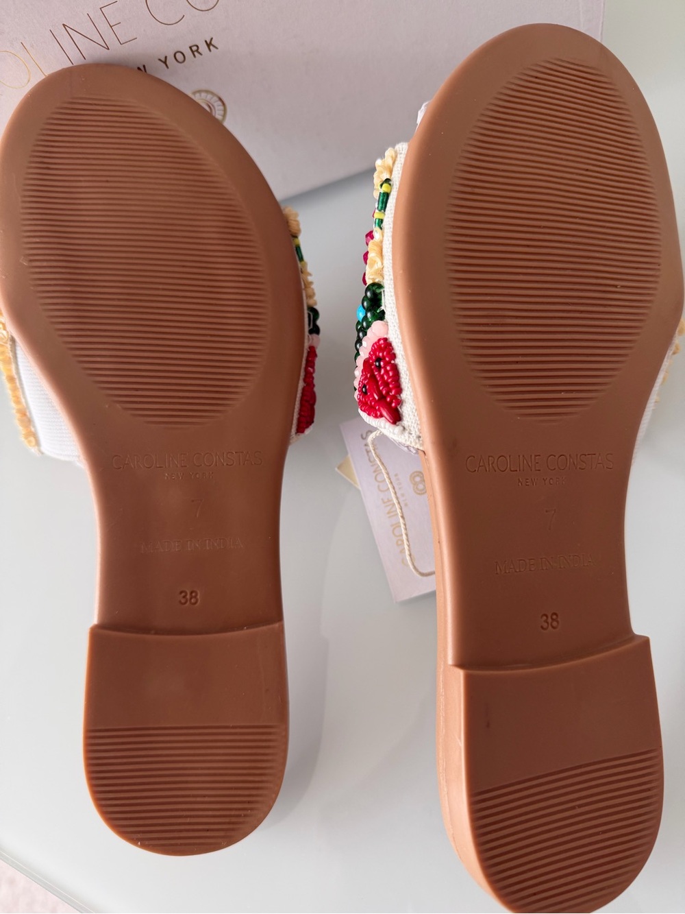Caroline Constas Multicolor Beaded Slide Sandals - Picture 4 of 5